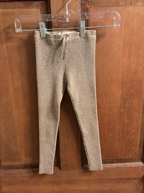 Zara Tan Ribbed Knit Kids Leggings